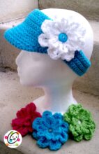 visor with flowers crochet pattern