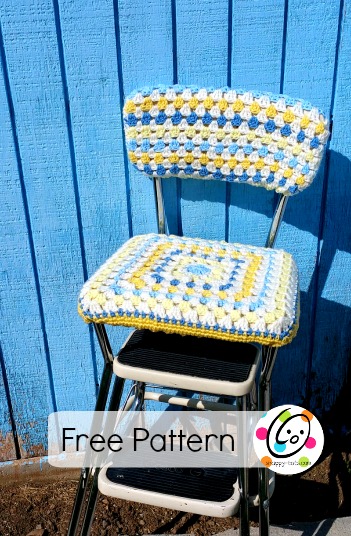 Diy: old stool, new look with a crocheted seat cover