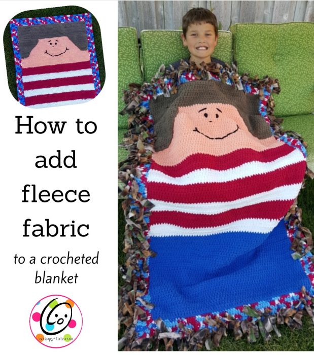 DIY adding fleece backing to a crocheted blanket snappy tots