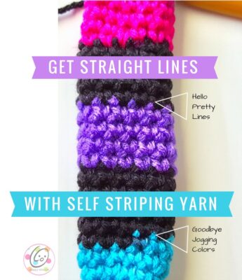 Straight lines from self striping yarns