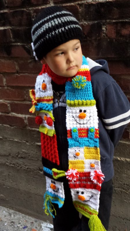 Sampler snowman scarf