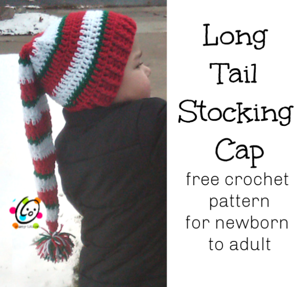 Long Tail Stocking Cap crochet pattern Pin