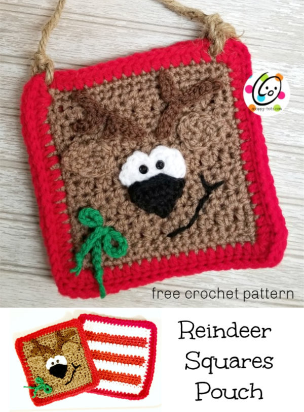 Free Pattern: Reindeer Squares Pouch