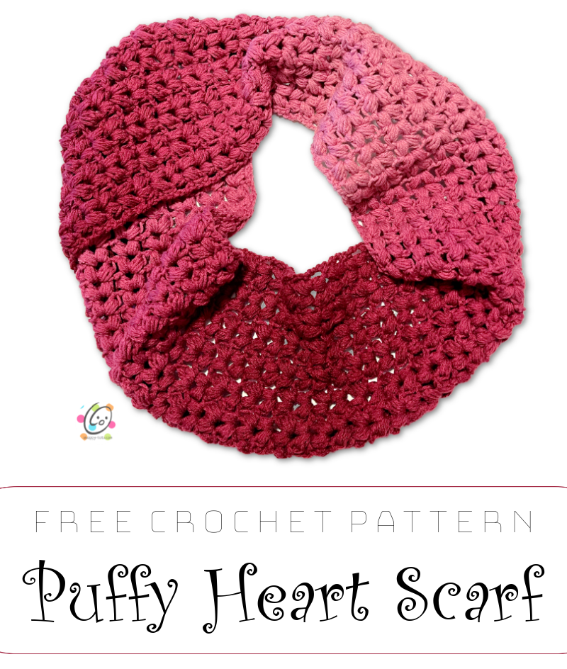 Free Crochet Pattern: Puffy Heart Scarf