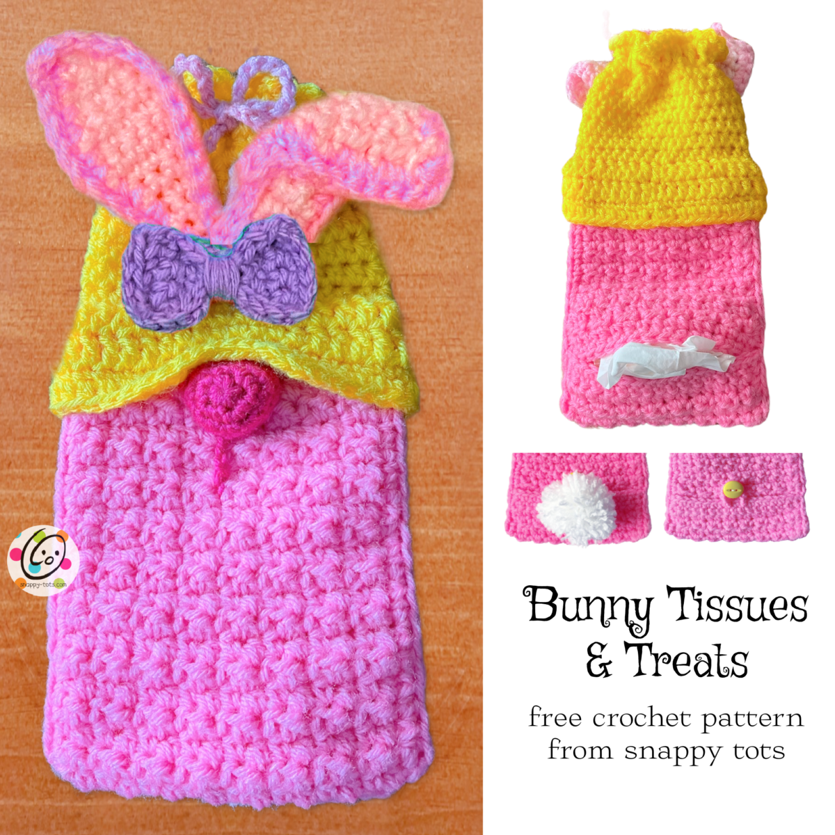 Tissue Rabbit Tutorial Free Pattern: Bunny Tissues and Treats - Snappy Tots