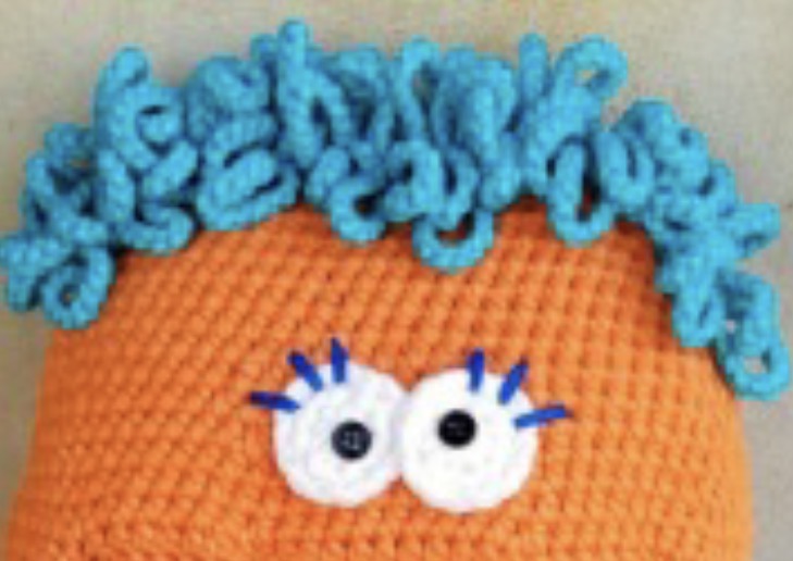 Finished Nap Monster crochet pillow