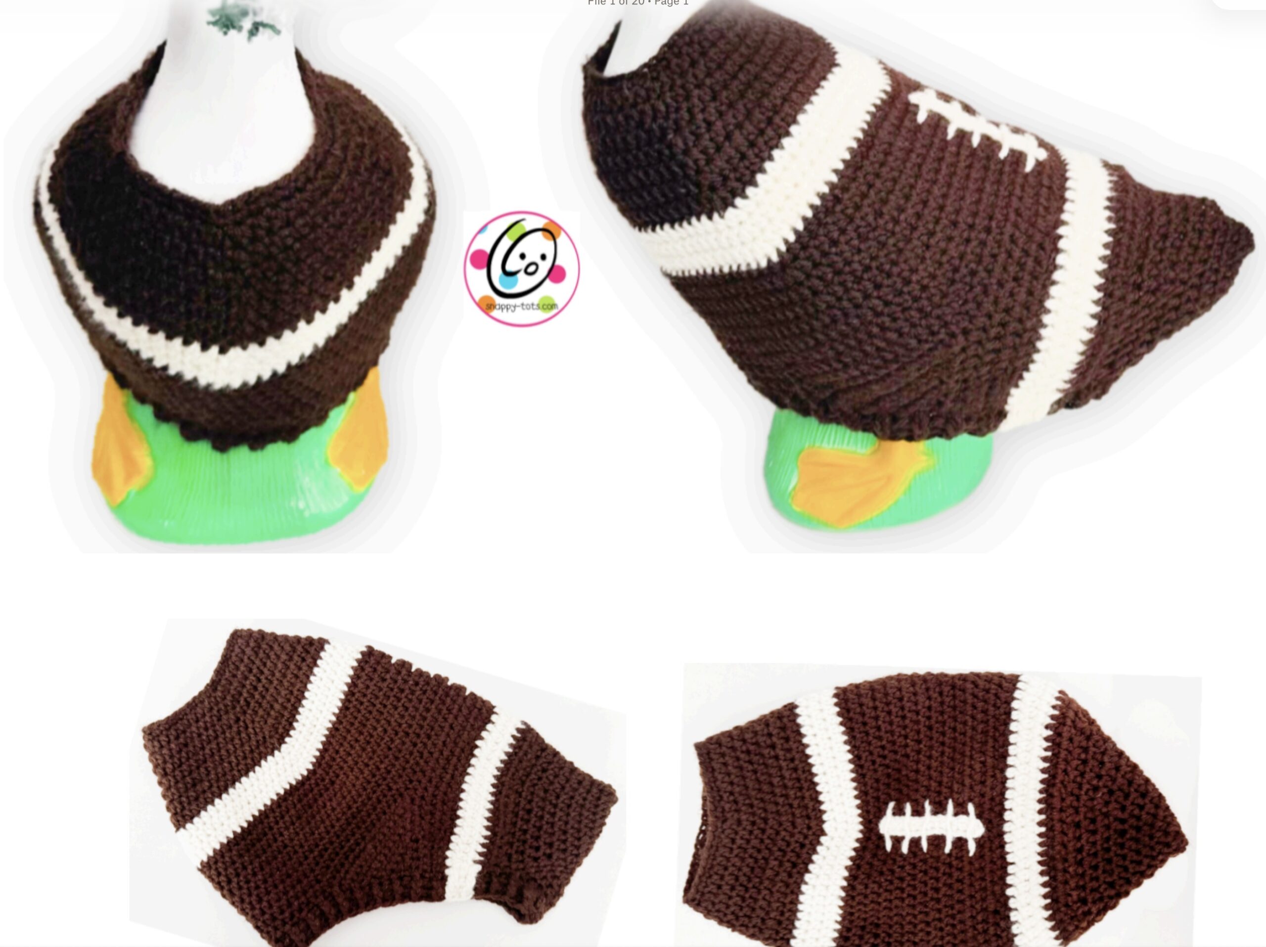 Finished Football Fan Goose crochet outfit for a porch goose