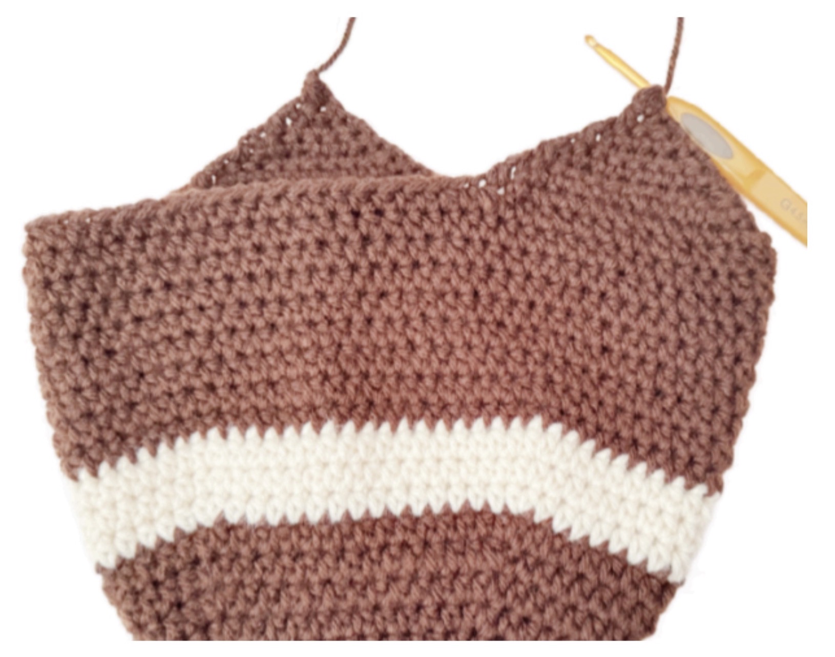 Football Fan Goose sweater construction around step 25