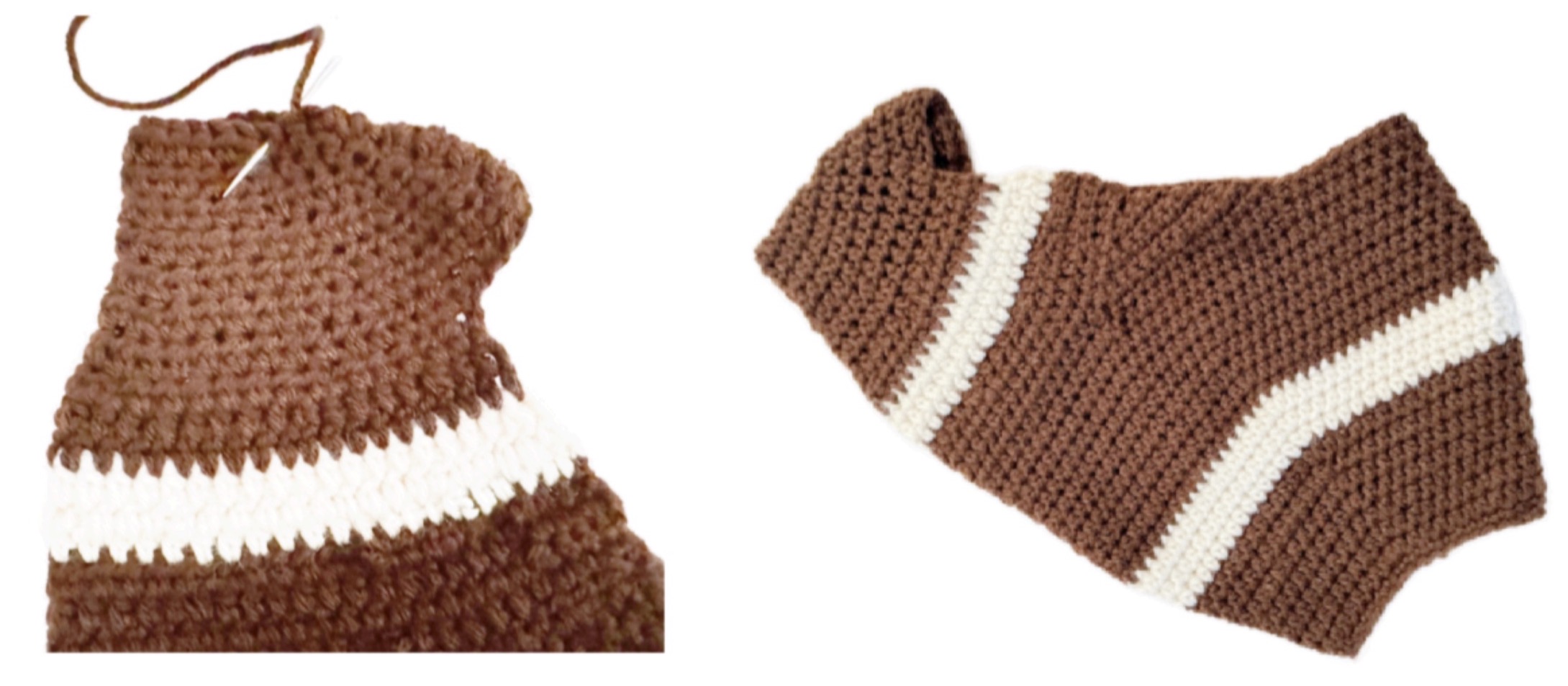 Football Fan Goose sweater after completing the crochet steps