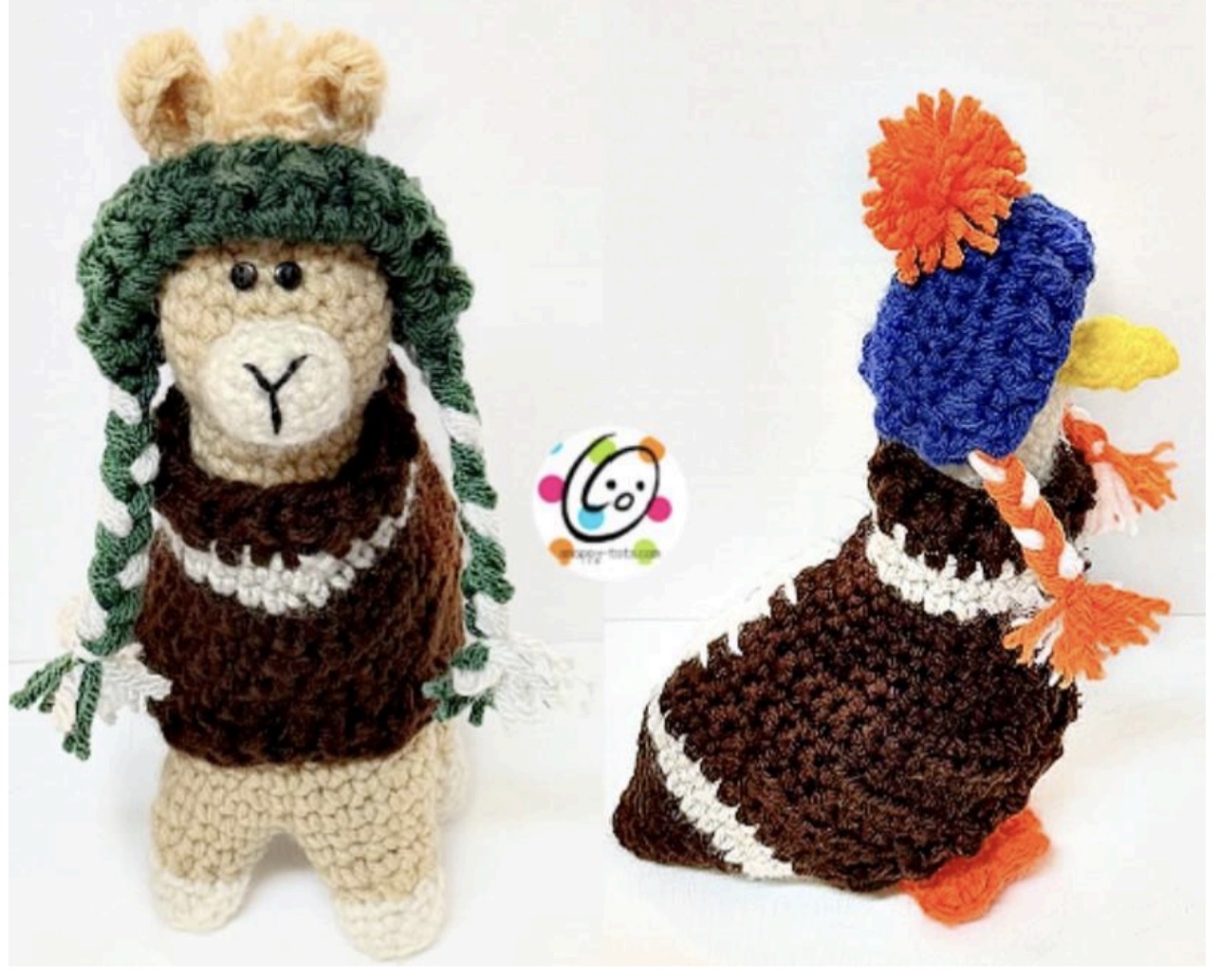 Mini Football Fan crochet goose and llama