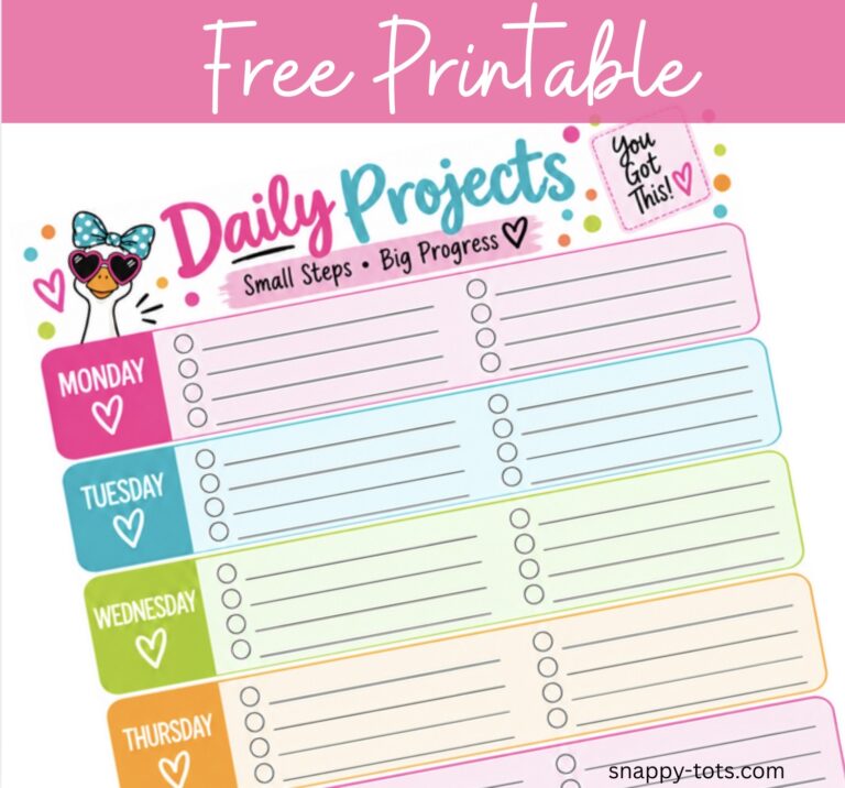 Free Printable Daily Project Checklist