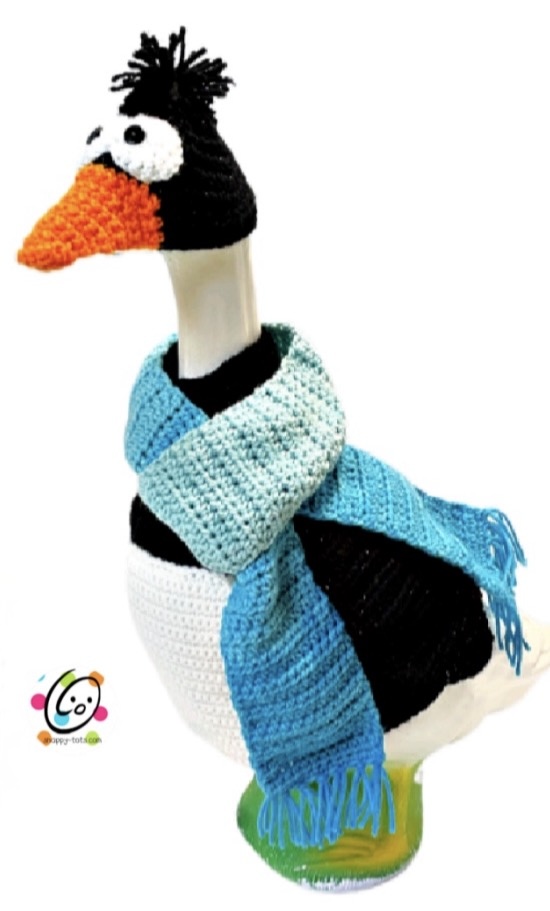 Plain crochet scarf on the Snappy Tots Penguin Goose