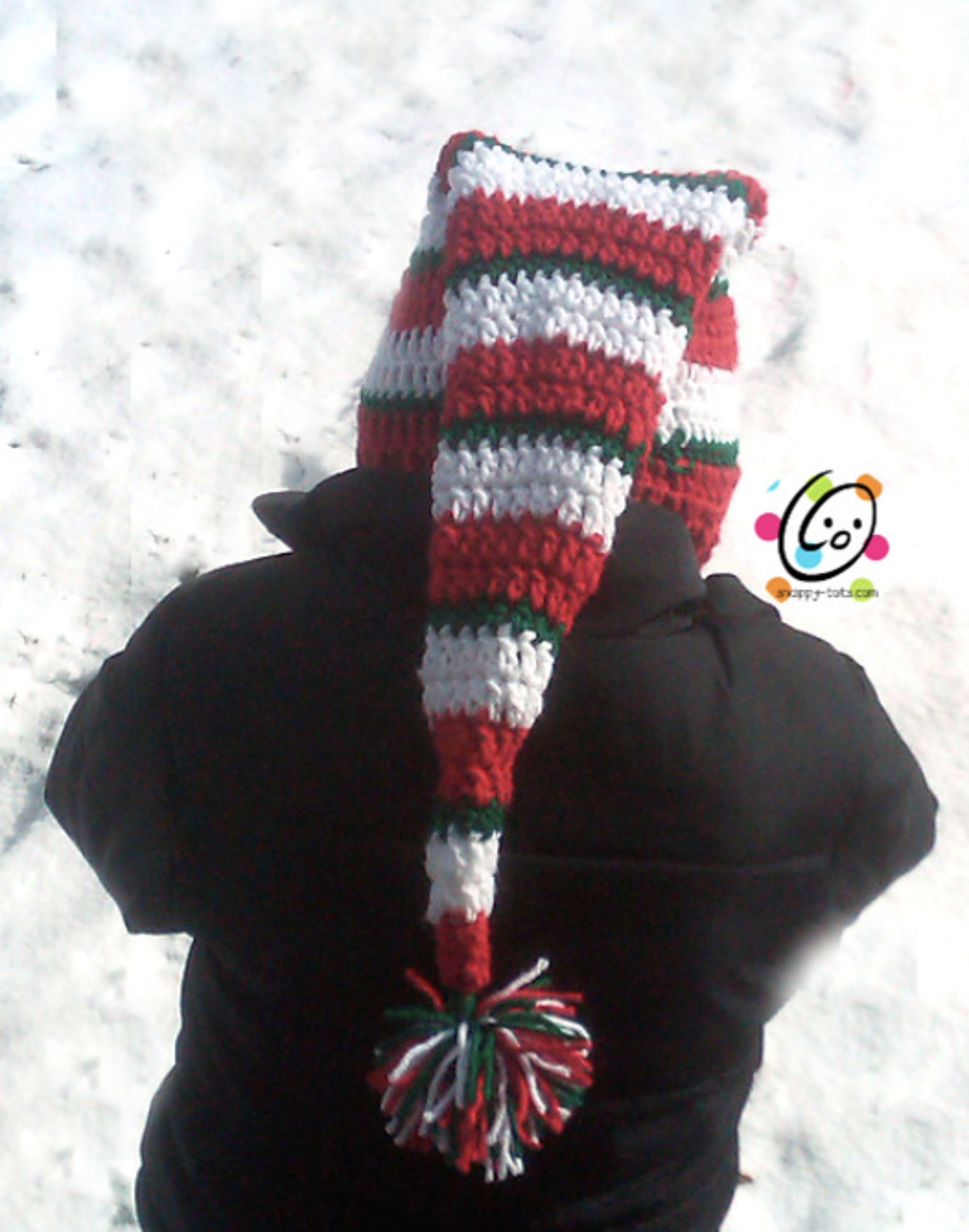 Striped Long Tail Stocking Cap crocheted from the Snappy Tots pattern