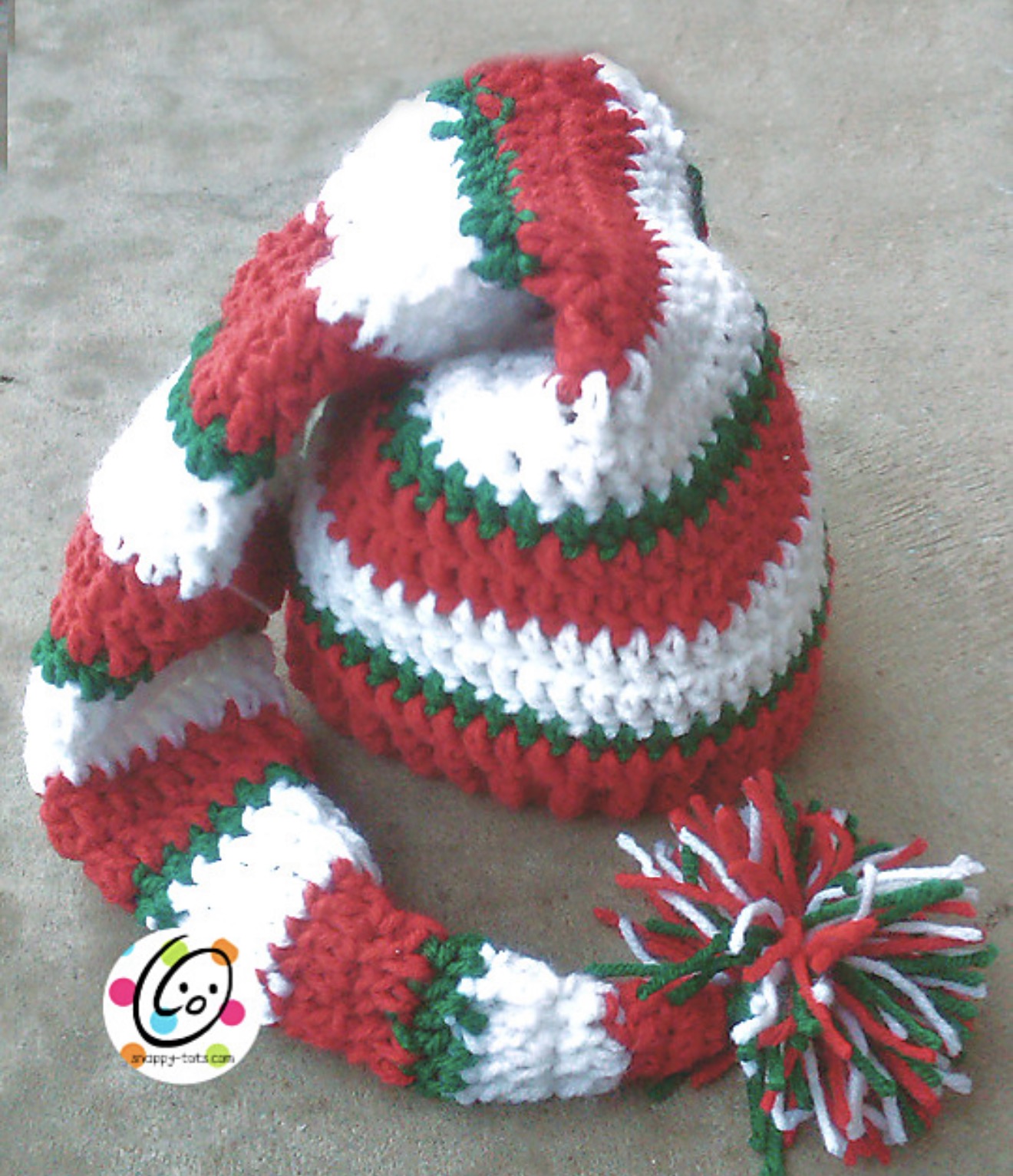 Long Tail Stocking Cap crochet project in colorful stripes