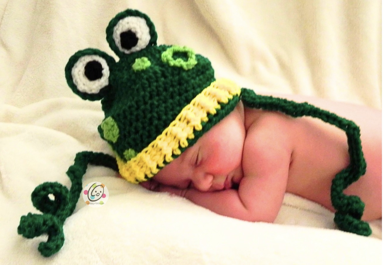Ribbitz the Frog crochet hat