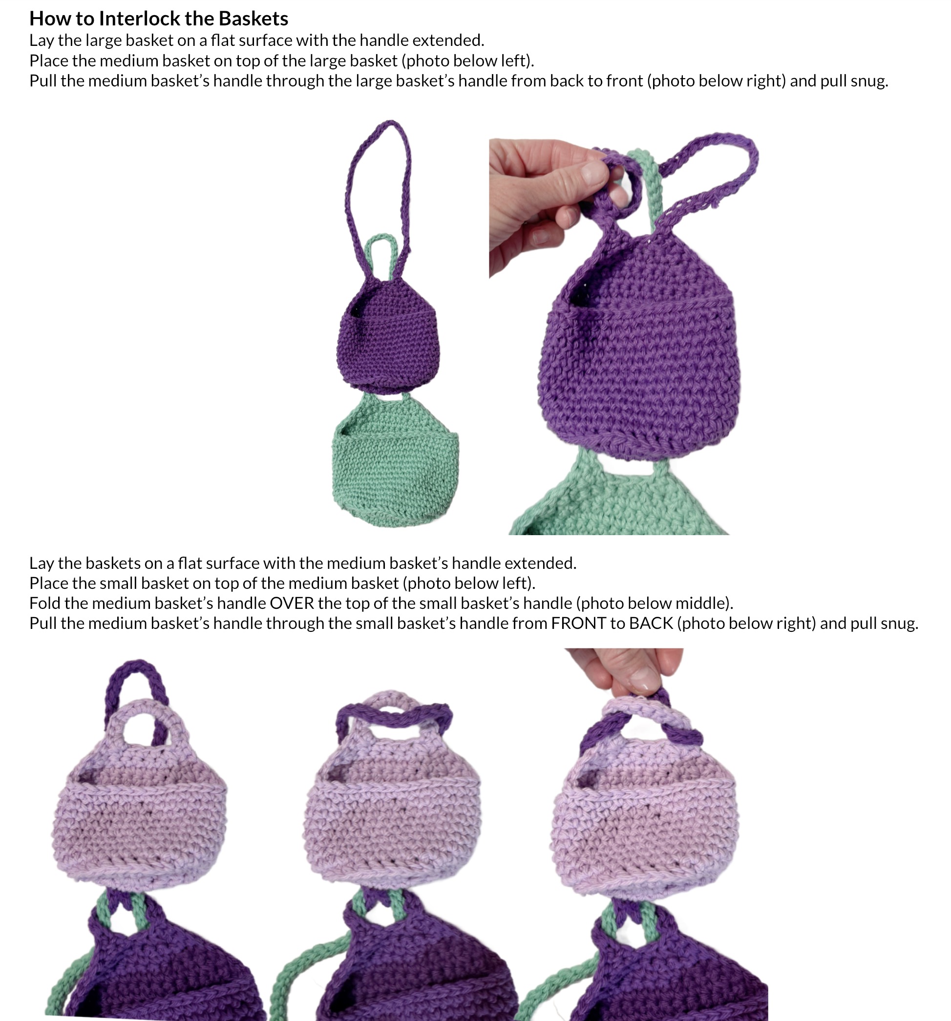 Step-by-step photos and instructions for interlocking the Hanging Baskets